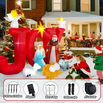 8FT Jesus Nativity Scene Inflatable – Holiday Outdoor Christian Lawn Decoration