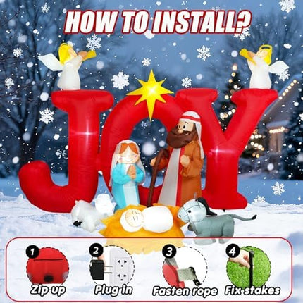 8FT Jesus Nativity Scene Inflatable – Holiday Outdoor Christian Lawn Decoration