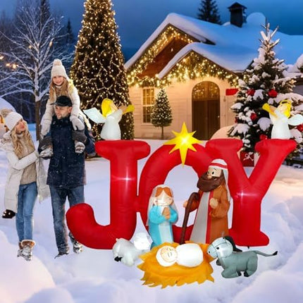 8FT Jesus Nativity Scene Inflatable – Holiday Outdoor Christian Lawn Decoration