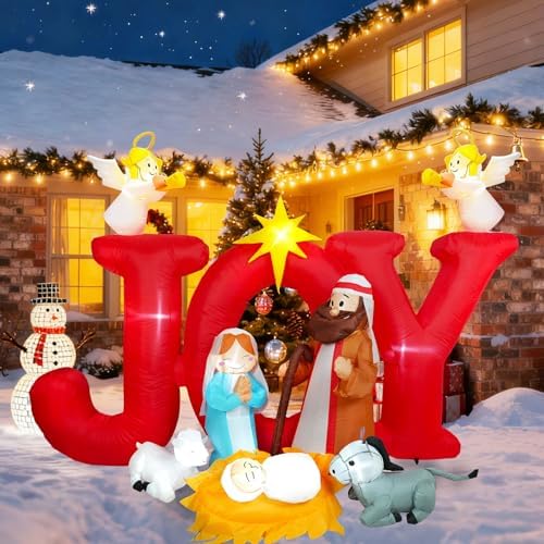 8FT Jesus Nativity Scene Inflatable – Holiday Outdoor Christian Lawn Decoration
