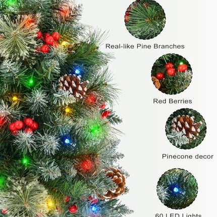 2 Pack 27" LED Pre-Lit Christmas Trees with Timer, Outdoor Porch Holiday Décor