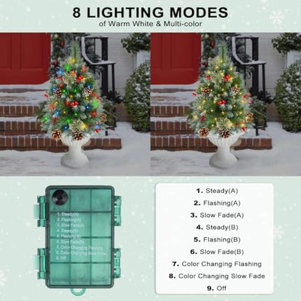2 Pack 27" LED Pre-Lit Christmas Trees with Timer, Outdoor Porch Holiday Décor