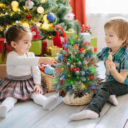 2 Pack 27" LED Pre-Lit Christmas Trees with Timer, Outdoor Porch Holiday Décor