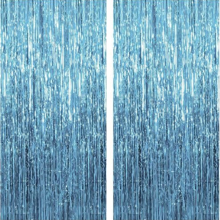 Blue Backdrop Streamers 2 Pack – Tinsel Foil Curtains for Ocean Party Decor