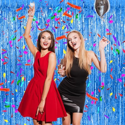 Blue Backdrop Streamers 2 Pack – Tinsel Foil Curtains for Ocean Party Decor