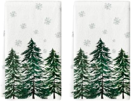 Green Christmas Tree Kitchen Towels – Soft, Absorbent Holiday Set of 2