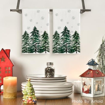 Green Christmas Tree Kitchen Towels – Soft, Absorbent Holiday Set of 2