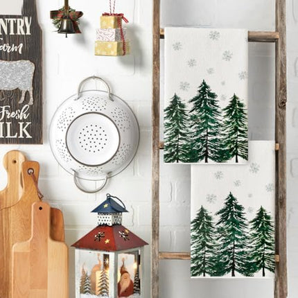 Green Christmas Tree Kitchen Towels – Soft, Absorbent Holiday Set of 2