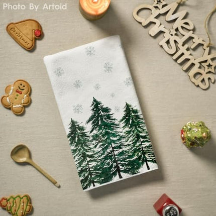 Green Christmas Tree Kitchen Towels – Soft, Absorbent Holiday Set of 2