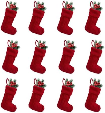 Mini Knit Christmas Stockings 12-Pack – Cute 7" Hanging Décor for Kids & Family