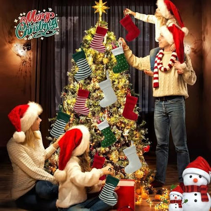 Mini Knit Christmas Stockings 12-Pack – Cute 7" Hanging Décor for Kids & Family