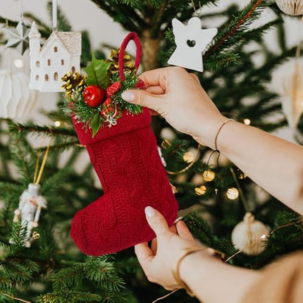 Mini Knit Christmas Stockings 12-Pack – Cute 7" Hanging Décor for Kids & Family