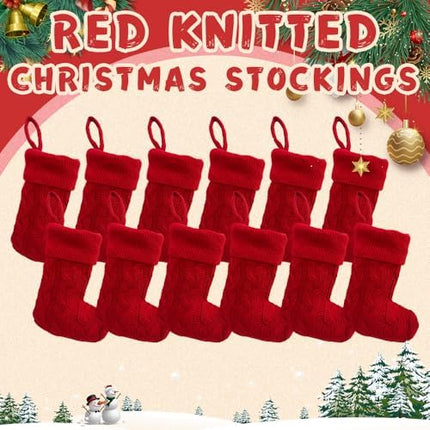Mini Knit Christmas Stockings 12-Pack – Cute 7" Hanging Décor for Kids & Family