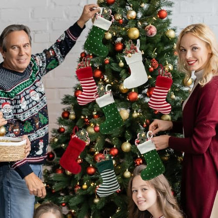 Mini Knit Christmas Stockings 12-Pack – Cute 7" Hanging Décor for Kids & Family