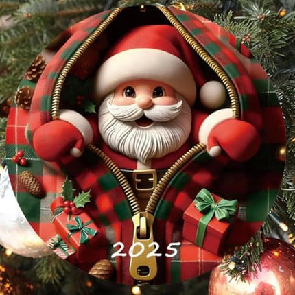 Acrylic Santa Claus Ornament 2025 – Fun Painted Glass Style Christmas Decoration