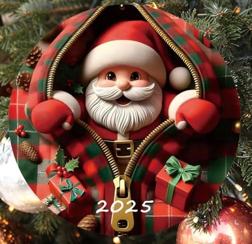 Acrylic Santa Claus Ornament 2025 – Fun Painted Glass Style Christmas Decoration