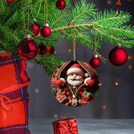 Acrylic Santa Claus Ornament 2025 – Fun Painted Glass Style Christmas Decoration
