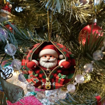 Acrylic Santa Claus Ornament 2025 – Fun Painted Glass Style Christmas Decoration