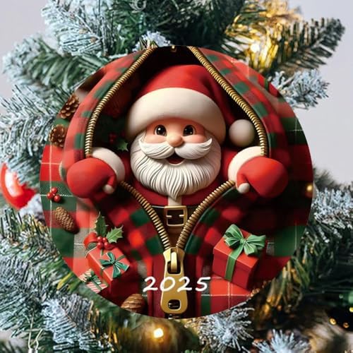 Acrylic Santa Claus Ornament 2025 – Fun Painted Glass Style Christmas Decoration
