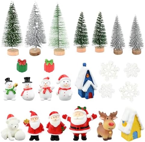 Christmas Miniatures Kit 24pcs – Cartoon Resin Décor for Desktop & DIY Decorations
