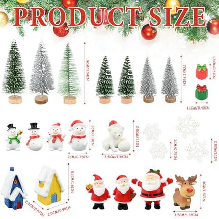 Christmas Miniatures Kit 24pcs – Cartoon Resin Décor for Desktop & DIY Decorations