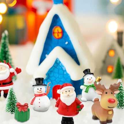 Christmas Miniatures Kit 24pcs – Cartoon Resin Décor for Desktop & DIY Decorations