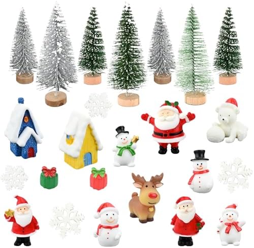 Christmas Miniatures Kit 24pcs – Cartoon Resin Décor for Desktop & DIY Decorations