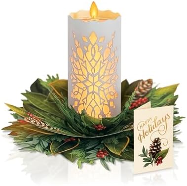Light-Up 3D Pop-Up Christmas Card FreshCut Paper Holiday Candle Design