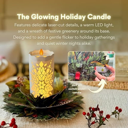 Light-Up 3D Pop-Up Christmas Card FreshCut Paper Holiday Candle Design