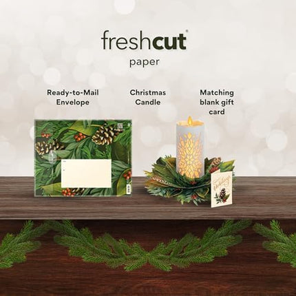 Light-Up 3D Pop-Up Christmas Card FreshCut Paper Holiday Candle Design