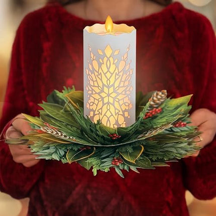 Light-Up 3D Pop-Up Christmas Card FreshCut Paper Holiday Candle Design