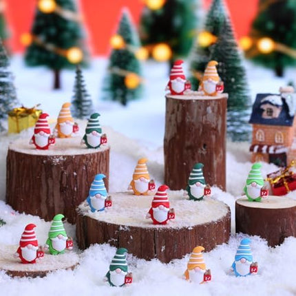 Bulk Christmas Gnome Minis 25pcs – Small Santa Statues for Holiday Crafting & Décor