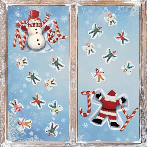 Cute Winter Christmas Window Clings 57pcs – Static Decor for Glass & Displays