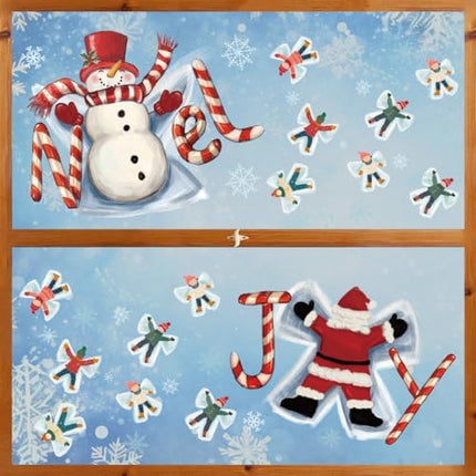 Cute Winter Christmas Window Clings 57pcs – Static Decor for Glass & Displays