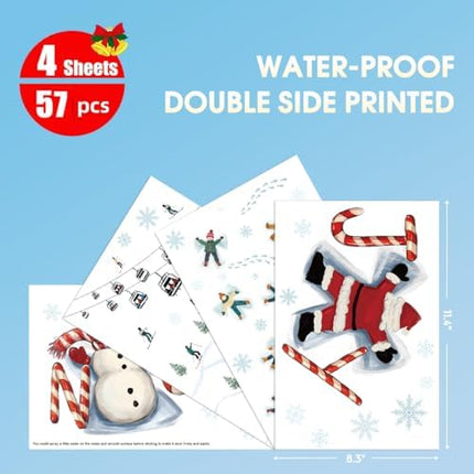 Cute Winter Christmas Window Clings 57pcs – Static Decor for Glass & Displays
