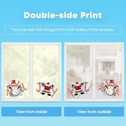 Cute Winter Christmas Window Clings 57pcs – Static Decor for Glass & Displays