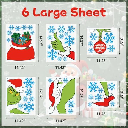 Double-Sided Christmas Door Stickers – 6 Sheets with 38 Snowflakes for Holiday Decor