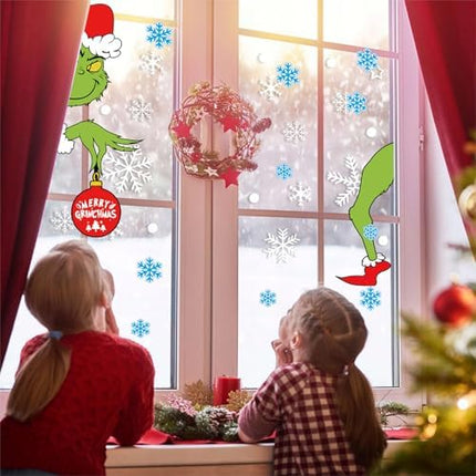 Double-Sided Christmas Door Stickers – 6 Sheets with 38 Snowflakes for Holiday Decor