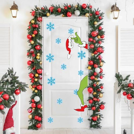 Double-Sided Christmas Door Stickers – 6 Sheets with 38 Snowflakes for Holiday Decor