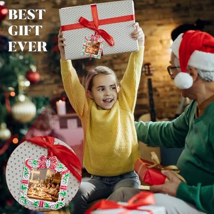 Holiday Picture Frame Ornament 2025 – Silvery Red Green Christmas Keepsake Decoration
