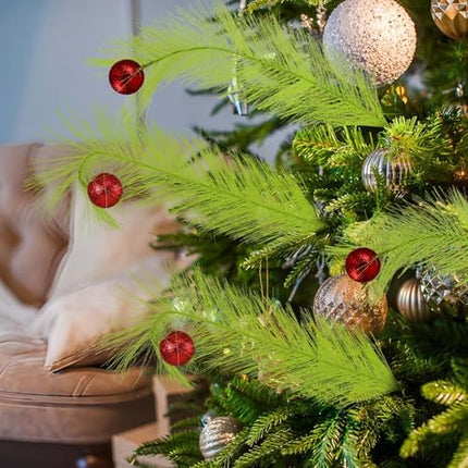 Hananona 30-Pack Christmas Tree Picks – 15" Green Curly Stems with Red Balls
