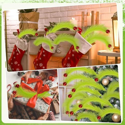 Hananona 30-Pack Christmas Tree Picks – 15" Green Curly Stems with Red Balls