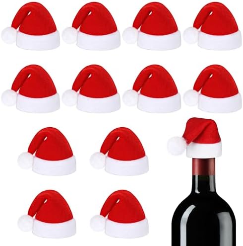 Mini Santa Hat Set – Velvet Xmas Bottle Covers for Crafting & Festive Decorations