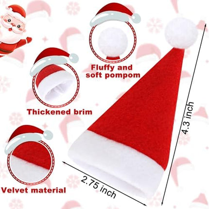 Mini Santa Hat Set – Velvet Xmas Bottle Covers for Crafting & Festive Decorations
