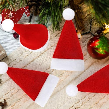 Mini Santa Hat Set – Velvet Xmas Bottle Covers for Crafting & Festive Decorations