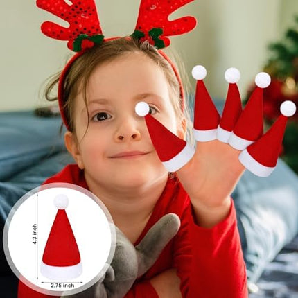 Mini Santa Hat Set – Velvet Xmas Bottle Covers for Crafting & Festive Decorations