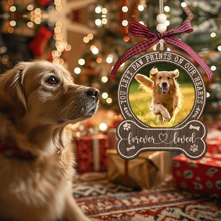 Dog Remembrance Photo Ornament – 2025 Pet Sympathy Christmas Tree Keepsake