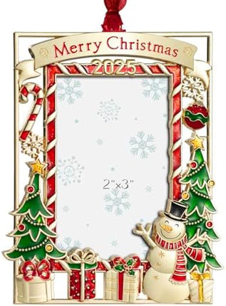 GUOER Golden Christmas Tree 2025 Ornament – Holiday Photo Frame Decoration