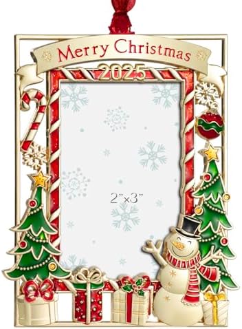 GUOER Golden Christmas Tree 2025 Ornament – Holiday Photo Frame Decoration