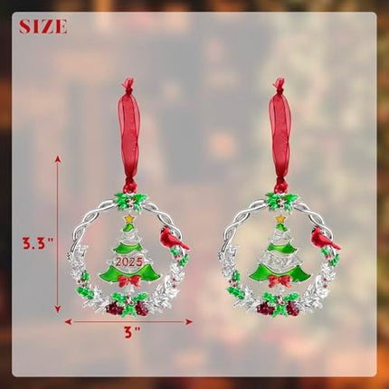 Metal Silver Rotatable Christmas Ornament – 2025 Joy Holiday Hanging Charm Keepsake